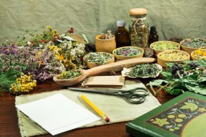 A set of healing herbs. Dried grass for use in alternative medicine, spa, herbal cosmetics, herbal medicine, preparing infusions, decoctions, tinctures, powders, ointments, butter, tea, bath.